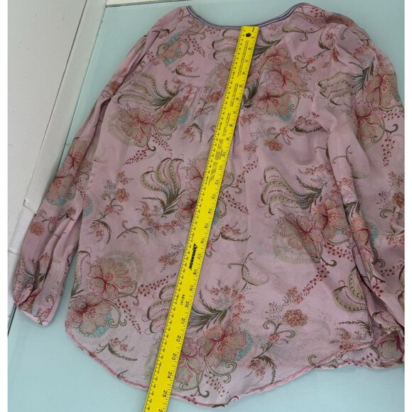 Sundance Blouse Top Women's Small S Pink Floral Beaded Sequined 100% Silk Boho - Picture 3 of 7